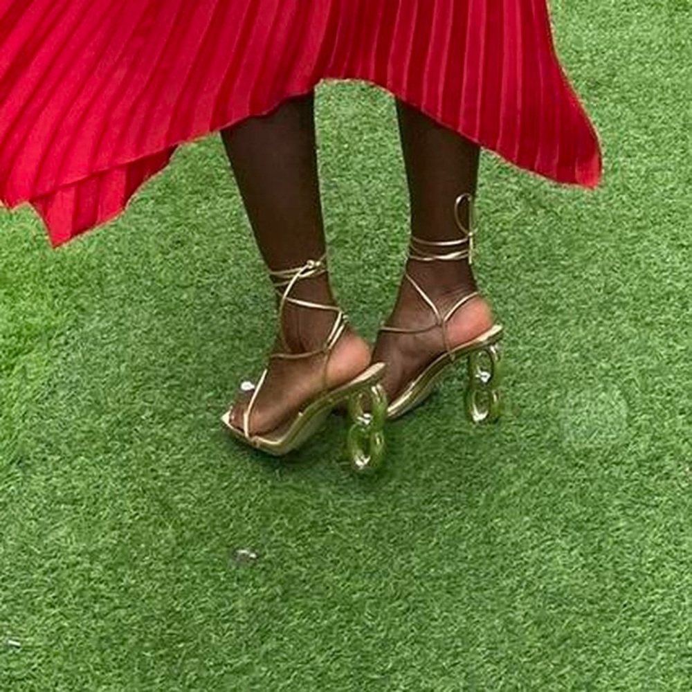 Elegant Gold Strappy Heels